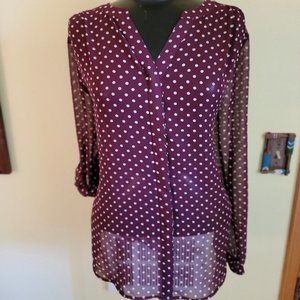 Burgundy Sheer Blouse - LOFT